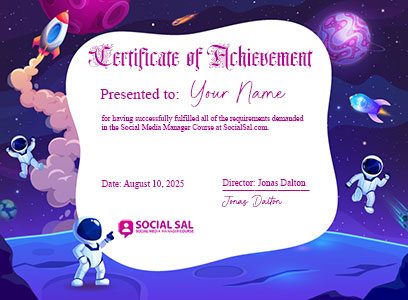 Social media manager course certificate